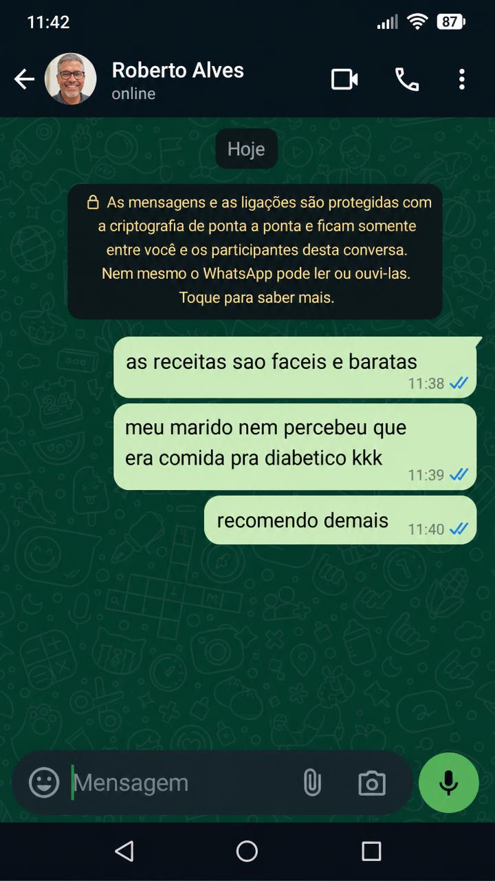 Print de conversa de WhatsApp de aluno Roberto